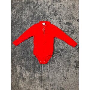 Vintage 1970's Lollytogs Red Unitard with Snap Crotch and Zipper with Circle Pul